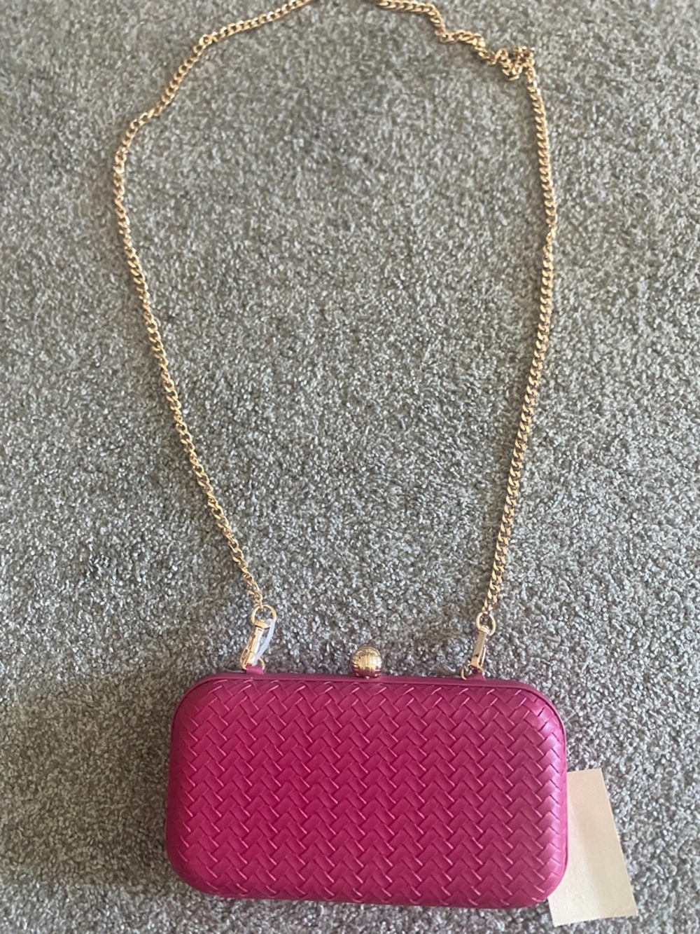 a new day Magenta Woven Clutch with Gold Chain